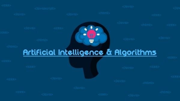 program, computer, brain, Blue Artificial Intelligence And Algorithms Youtube Channel Art Template