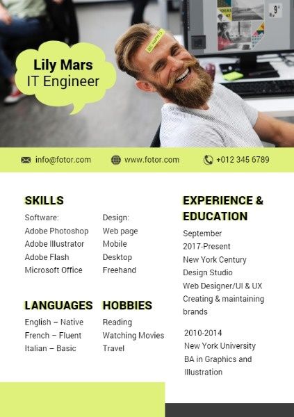 it, engineer, programmer, Created By The Fotor Team Resume Template