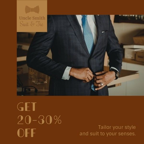 men clothes, clothes store, fashion, Yellow Men's Suit Tailor Service Instagram Post Template