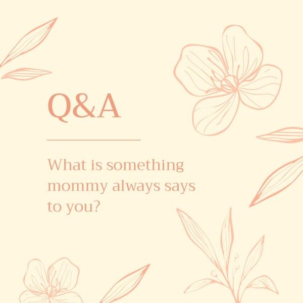 mothers day, mother day, promotion, Soft Yellow Aesthetic Mother's Day Q&A Instagram Post Template
