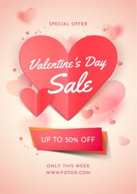 promotion, discount, love, Red And Pink Valentine's Day Sale Poster Template