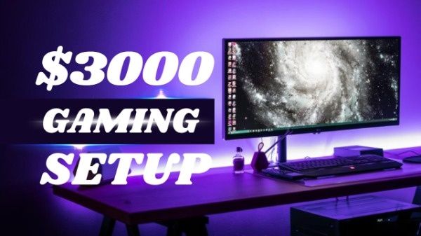 game, computer, gear, Gaming Setup Review Youtube Thumbnail Template