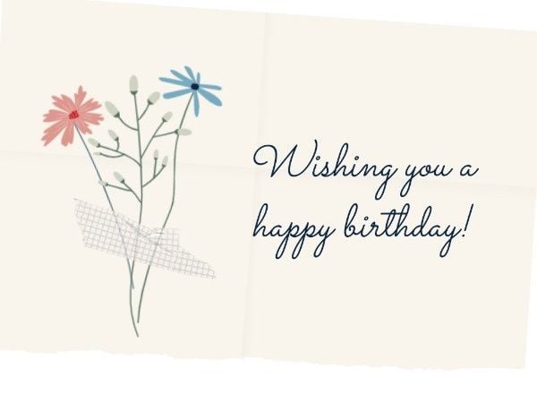 wishes, lifestyle, greeting, Simple Flower Happy Birthday Card Template