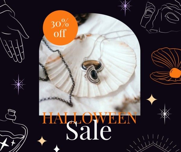trick or treat, discount, photo, Halloween Sale Promotion Jewelry Facebook Post Template