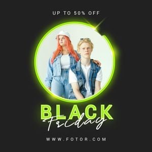 discount, promotion, modern, Black Green Neon Black Friday Fashion Sale Instagram Post Template