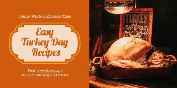 thanksgiving, food, festival, Yellow And Black Turkey Cooking Recipes Twitter Post Template