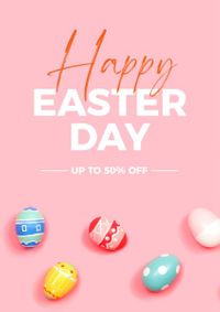 easter day, discount, promotion, Pastel Pink Minimal Easter Sale Poster Template