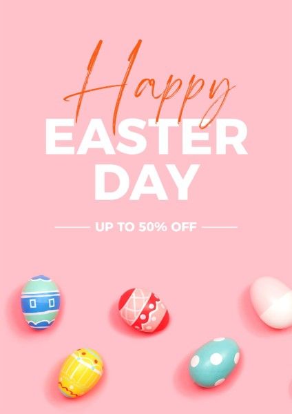 easter day, discount, promotion, Pastel Pink Minimal Easter Sale Poster Template