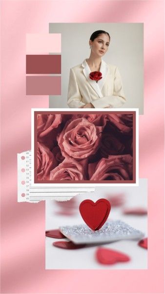 valentine's day, love, life, Pink Collage Valentines Day Gift Collage Photo Collage 9:16 Template
