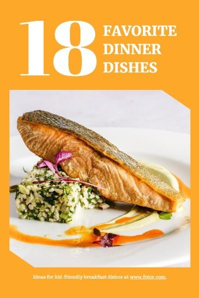 recipe, cook, food, Orange Background Dinner Dishes  Pinterest Post Template