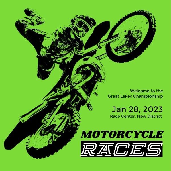 races, race, sport, Green Motorcycle Racing Game Instagram Post Template
