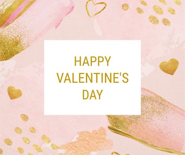 valentine day, valentines day, romantic, Pink Gold Heart Illsuration Valentine Love Wish Facebook Post Template