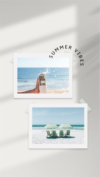 beach, holiday, travel, Minimal Summer Vacation Photo Collage Mobile Wallpaper Template
