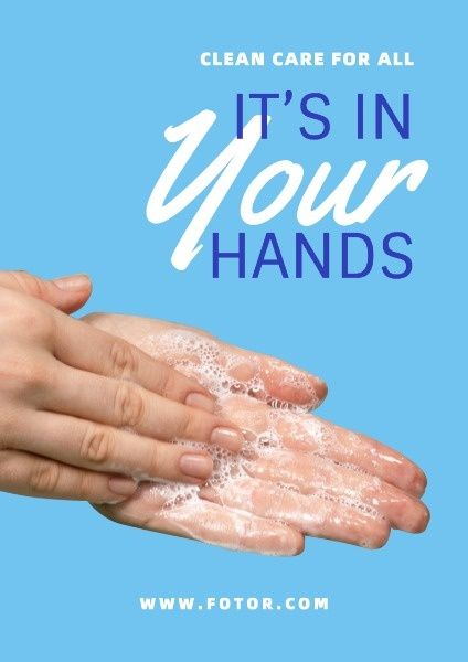 洗手健康提示 英文海报