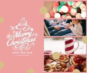 celebrate, xmas, winter, Pink Christmas Warm Collage Facebook Post Template