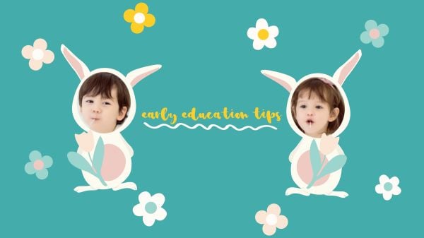 可爱的复活节兔子卡通横幅 Youtube频道封面