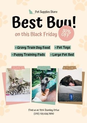 black friday sale, pet house, pet store, Black Friday Pet Supplies Sale Flyer Template