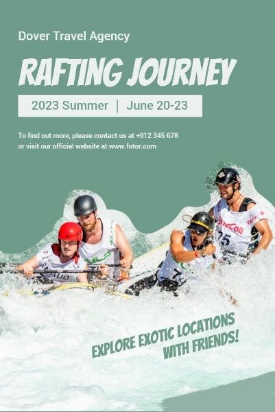 entertainment, flowing, travel agency, Green Rafting Journey Pinterest Post Template