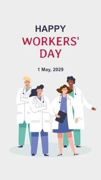 greeting, celebration, celebrate, Gray Minimal Illustrated International Workers' Day Instagram Story Template