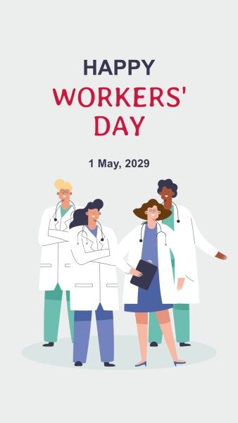greeting, celebration, celebrate, Gray Minimal Illustrated International Workers' Day Instagram Story Template