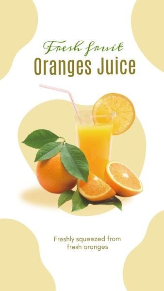 fruit, summer, chill, Yellow Orange Juice Drink Instagram Story Template
