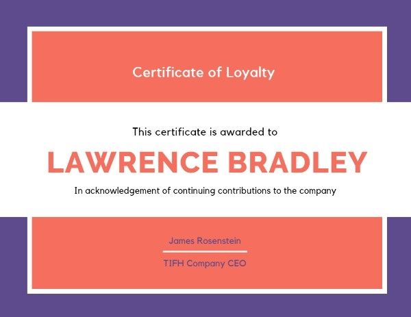 certificate of membership, membership, conference, Employee Loyalty Certificate Template