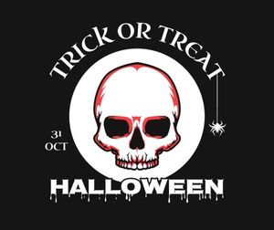 halloween, ghost, death, Black Skull Warning Facebook Post Template