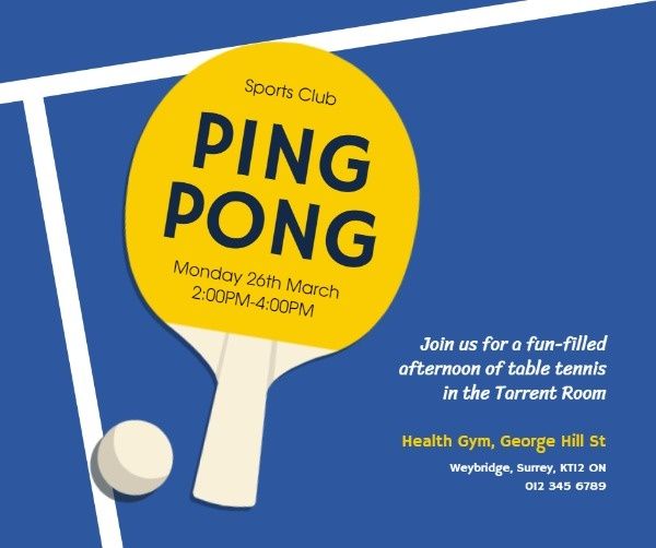 pingpong, sport, ball, Ping Pong Club Event Facebook Post Template