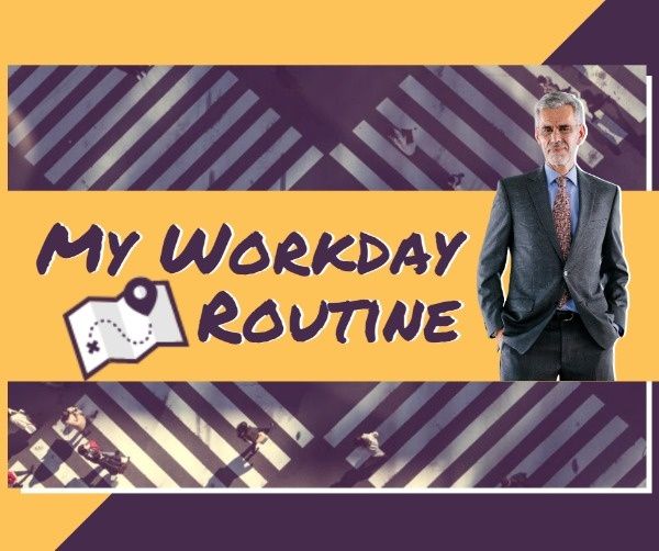 thumbnail, vlog, man, Workday Routine Video Facebook Post Template