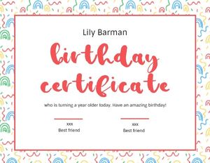 ceritificate, celecration, friendship, Cute Birthday Certificate Template