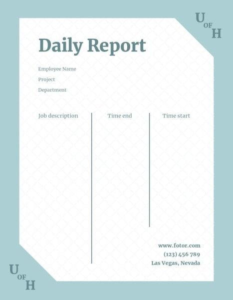  Minimalist Green Work Daily Report  Daily Report