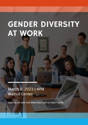 rights, discussion, meeting, Grey Gender Diversity At Work Poster Template