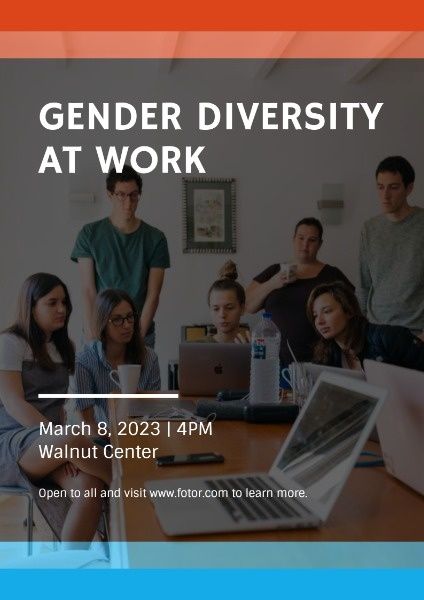 rights, discussion, meeting, Grey Gender Diversity At Work Poster Poster Template