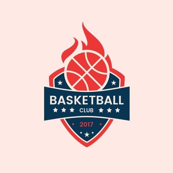 team, fire, athletics, Red And Blue Basketball Sports Club Emblem Logo Template
