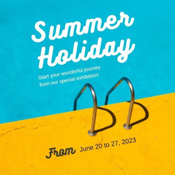 exhibition, show, art, Blue And Yellow Summer Holiday Instagram Post Template