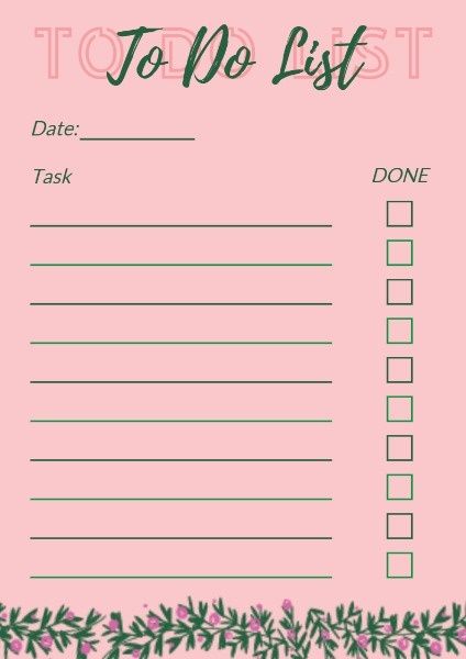 coffice, work, checklist, Pink To Do List Planner Template