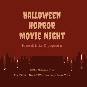 holiday, party, event, Halloween movie night Instagram Post Template