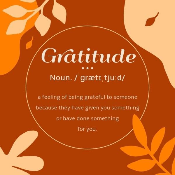 thank you, grateful, blessing, Orange Thanksgiving Gratitude Definition Instagram Post Template