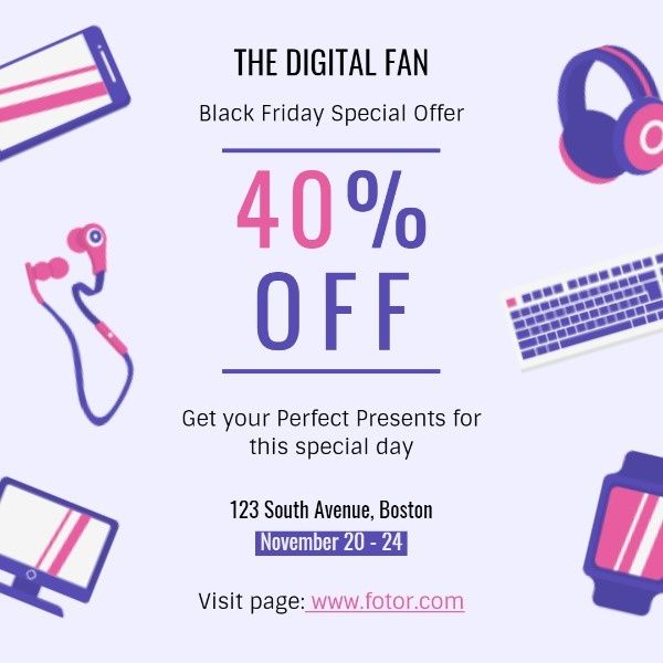 cyber monday, digital, electronic product, Black Friday Electric Product Sale Instagram Post Template