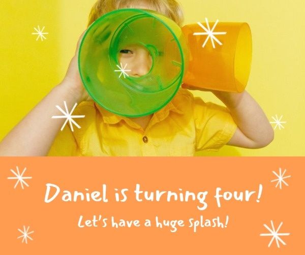 party, gathering, fun, Yellow And Orange Boy's Birthday Facebook Post Template