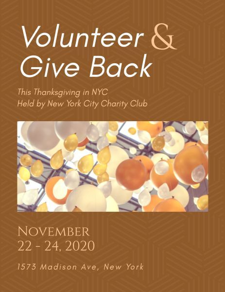 give back, holiday, invitation, Orange Thanksgiving Charity Event Program Template