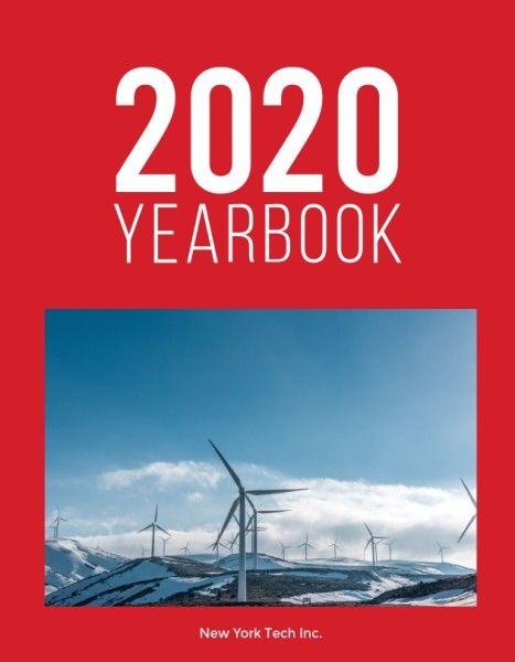 letter, content, top performance, Red Cover With Windmill Yearbook Template