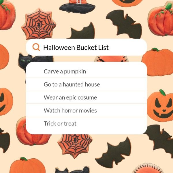 holiday, festival, celebration, Colorful Halloween Bucket List Instagram Post Template