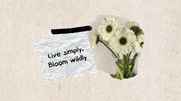シンプルな大理石の背景の花の引用 デスクトップの壁紙