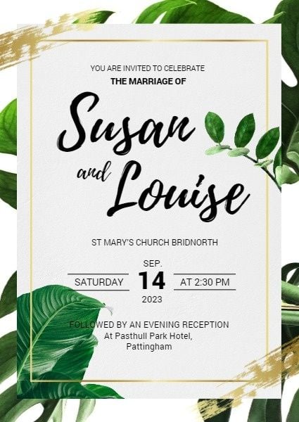 白植物の結婚式の招待状 招待状
