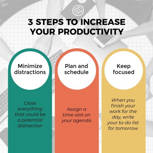 measure, small business, marketing, Tips For Improving Productivity Instagram Post Template