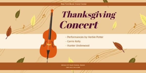 party, performance, holiday, Thanksgiving Concert Twitter Post Template