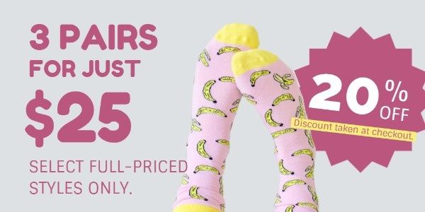 socking, clothes, accessory, Pink And Grey Socks Sale Twitter Post Template