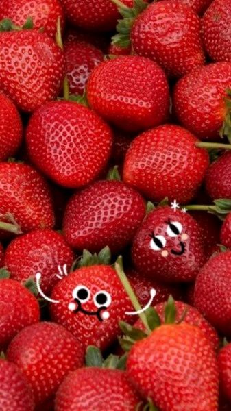 strawberries, face, fruit, Strawberry Cute Mobile Background Mobile Wallpaper Template