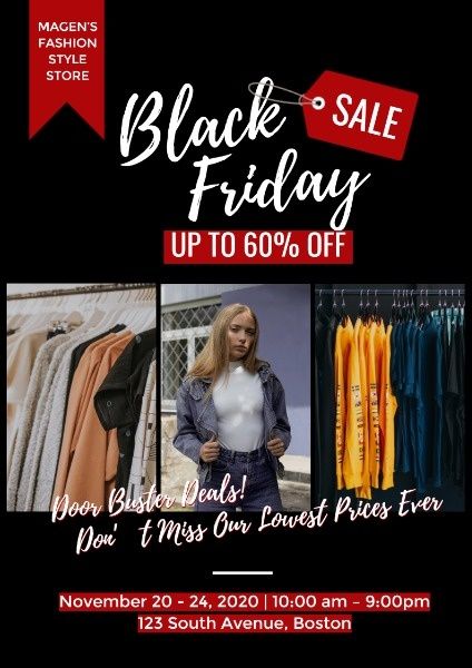 clothing stores, clothes, discounts, Black Friday Fashion Sale Poster Template